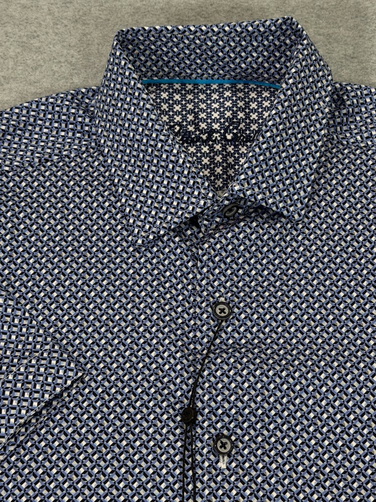 Robert Graham Grinnell Short Sleeve Button Down Shirt Classic Fit Mens Small Nwt